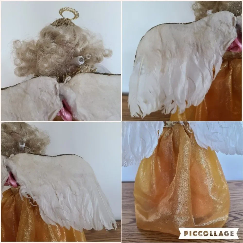 Paradise Galleries Vintage Light Up Porcelain Angel Tree Topper or Shelf Sitter